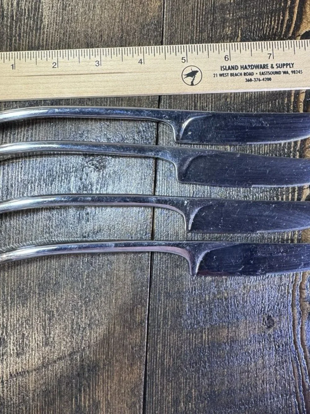 Set Of 4‎ Modern Stainless Knives - Standing Knife - Heavy Weight Dinner Knife